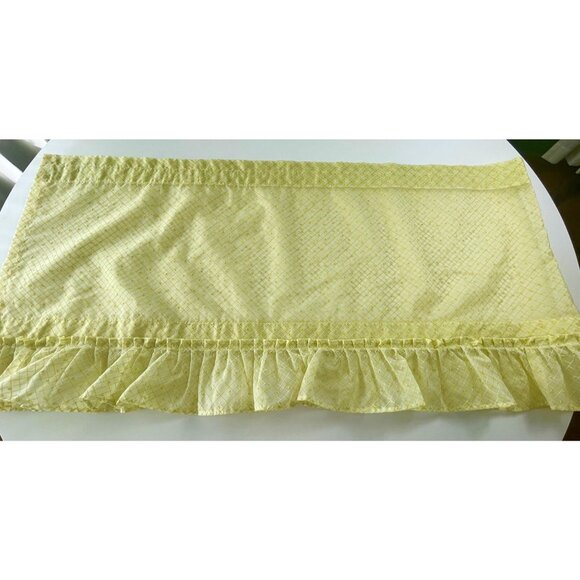 Vintage 60s valance curtain, yellow diamond pattern, kitchen window single panel - Picture 1 of 10